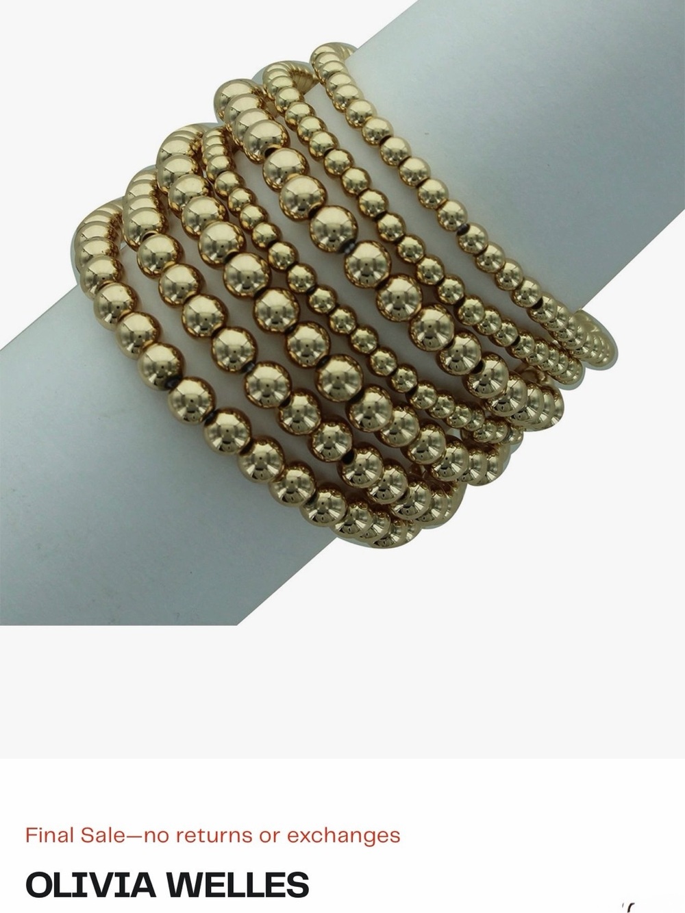 Olivia Welles Polished Gold Beaded Stretch Bracelet Set